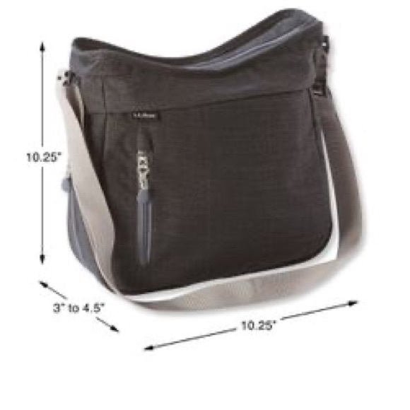 LL BEAN Wayside II Crossbody Bag Heather Gray Expandable Purse Nylon Shoulder - Picture 7 of 7